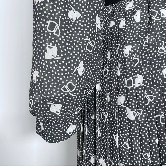 Vintage 80’s Midi Dress Size 40 XL Black Polka Dot West Germany - Picture 10 of 16